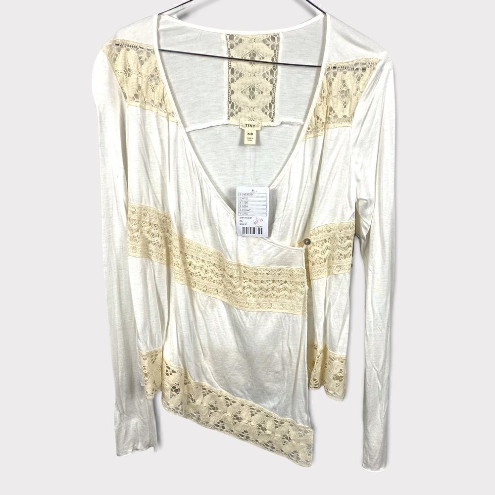 Anthropologie Tiny Moss Wrap White Cream Top